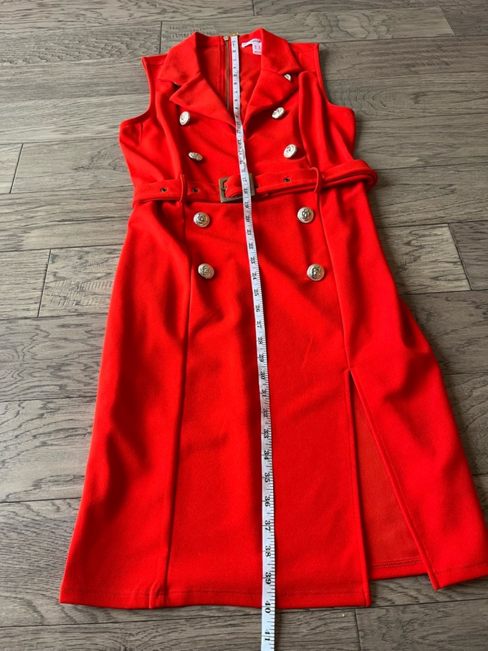 Sleeveless Belted Midi Dress in Orange Size Medium - Picture 8 of 8